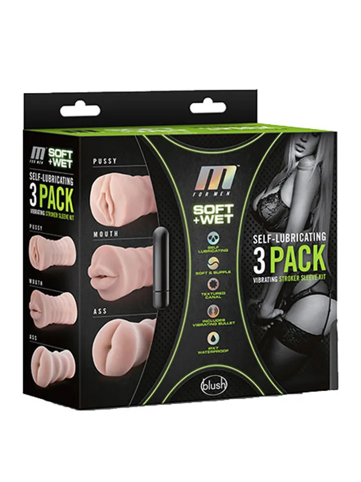 3-pack Vibrating Stroker Kit - Masturbator-Set 1 [full]