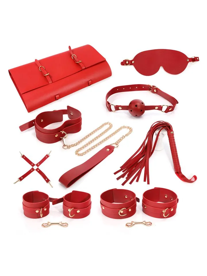 7-teiliges Bondage-Set mit Tasche Rot - Bondage-Set 1 [full]