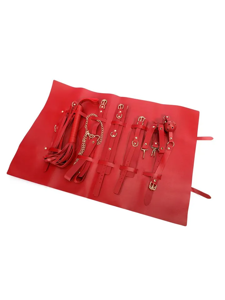 7-teiliges Bondage-Set mit Tasche Rot - Bondage-Set 2 [full]