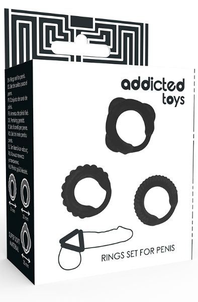 Addicted Toys Penisring-Set Schwarz - Cockring-Set 2