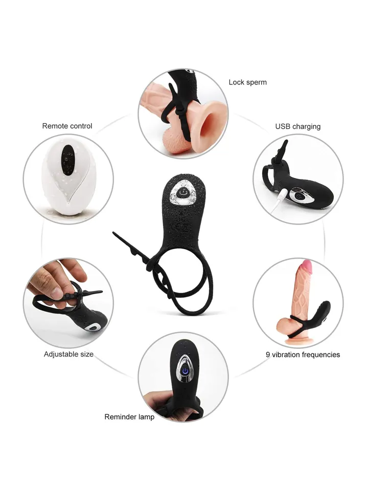 Adjustable Double Penis Ring With Remote - Vibrierender Penisring 3 [full]