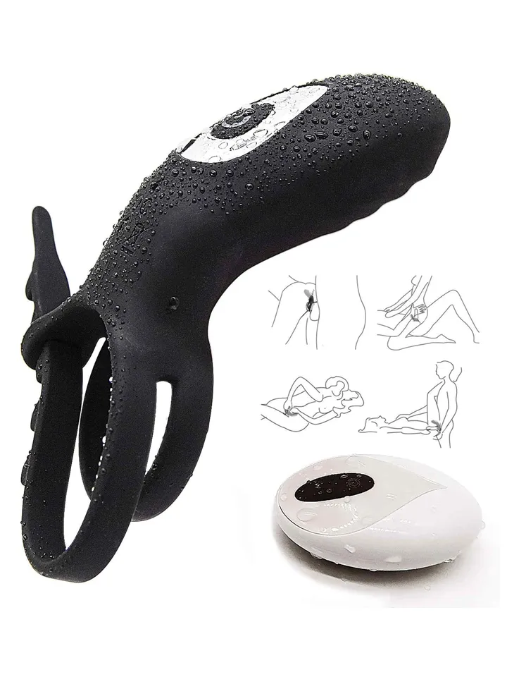 Adjustable Double Penis Ring With Remote - Vibrierender Penisring 5 [full]