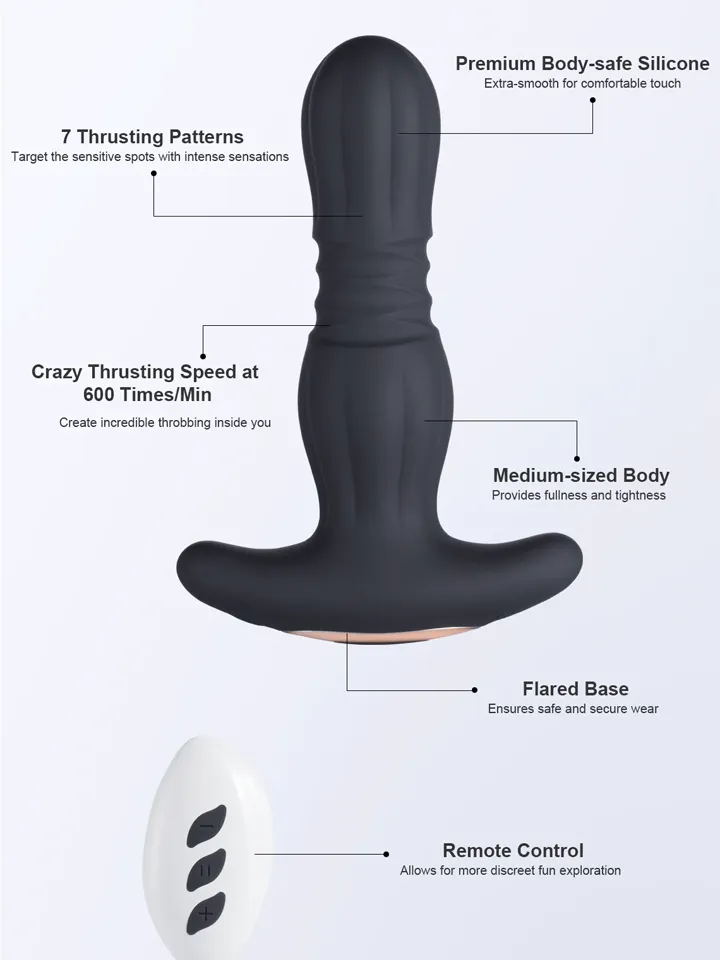 Agas Thrusting Butt Plug With Remote Control - Vibrierender Analplug 3 [full]