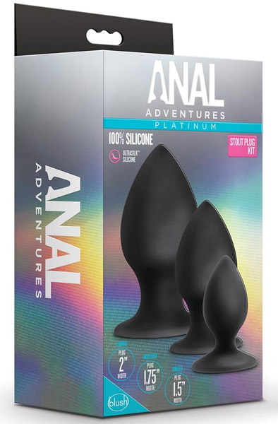 Anal Adventures Platinum Anal Stout Plug Kit - Analplug Set 2
