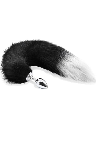 Anal Plug With Black & White Tail Medium - Analplug in Tierform 1