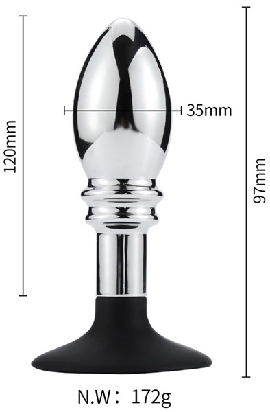 Anal Plug With Suction Cup-One Ball 10cm - Analplug aus Metall 2