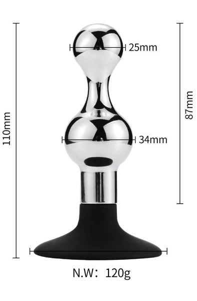 Anal Plug With Suction Cup-Sandglass 11cm - Analplug aus Metall 2