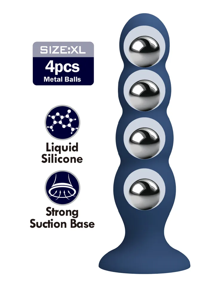 Analplug aus Metall & Silikon mit 4 Metallkugeln - Anal-Kugeln 1 [full]