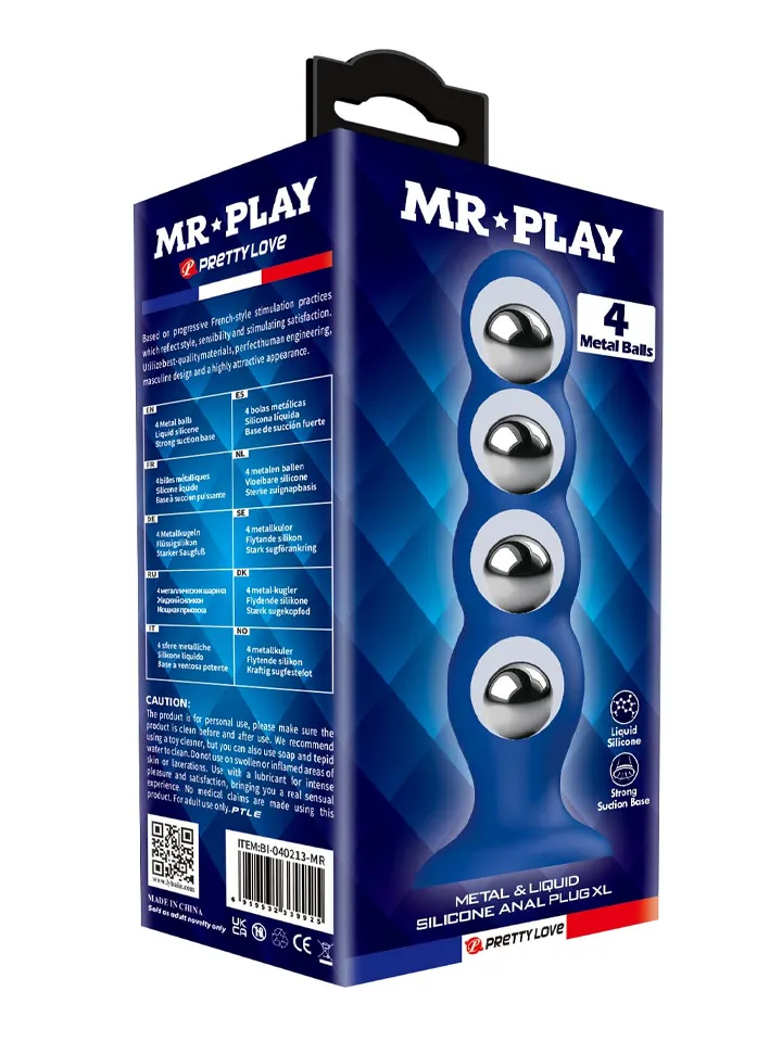 Analplug aus Metall & Silikon mit 4 Metallkugeln - Anal-Kugeln 3 [full]