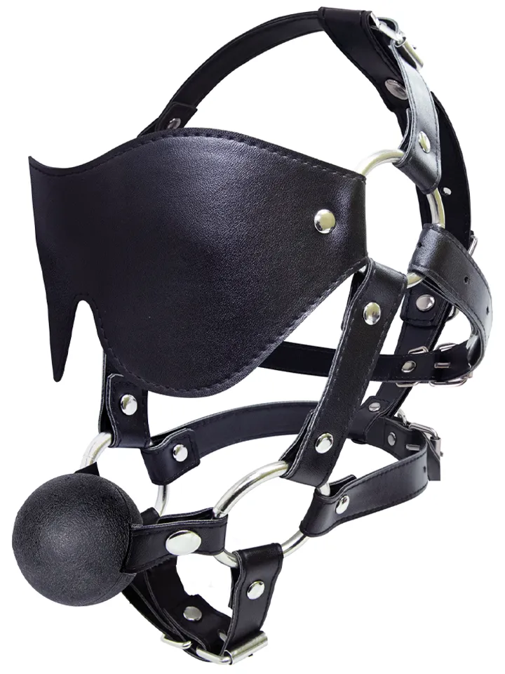 Augenmaske-Harness mit Ballknebel - Augenbinde mit Knebelball 1