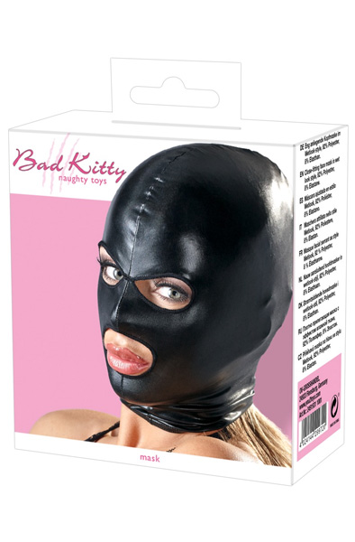 Bad Kitty Glänzende Schwarze Wetlook Maske - BDSM Maske 2