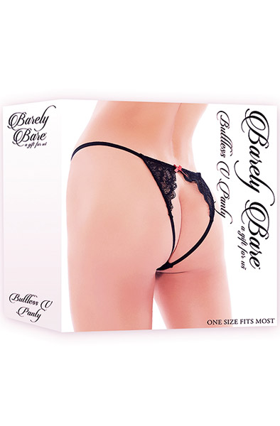 Barely Bare Slip ohne Hintern in V-Form Schwarz - Spitzenhöschen 3