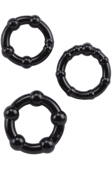 Beaded Cock Rings Set Black - Cockring-Set 2