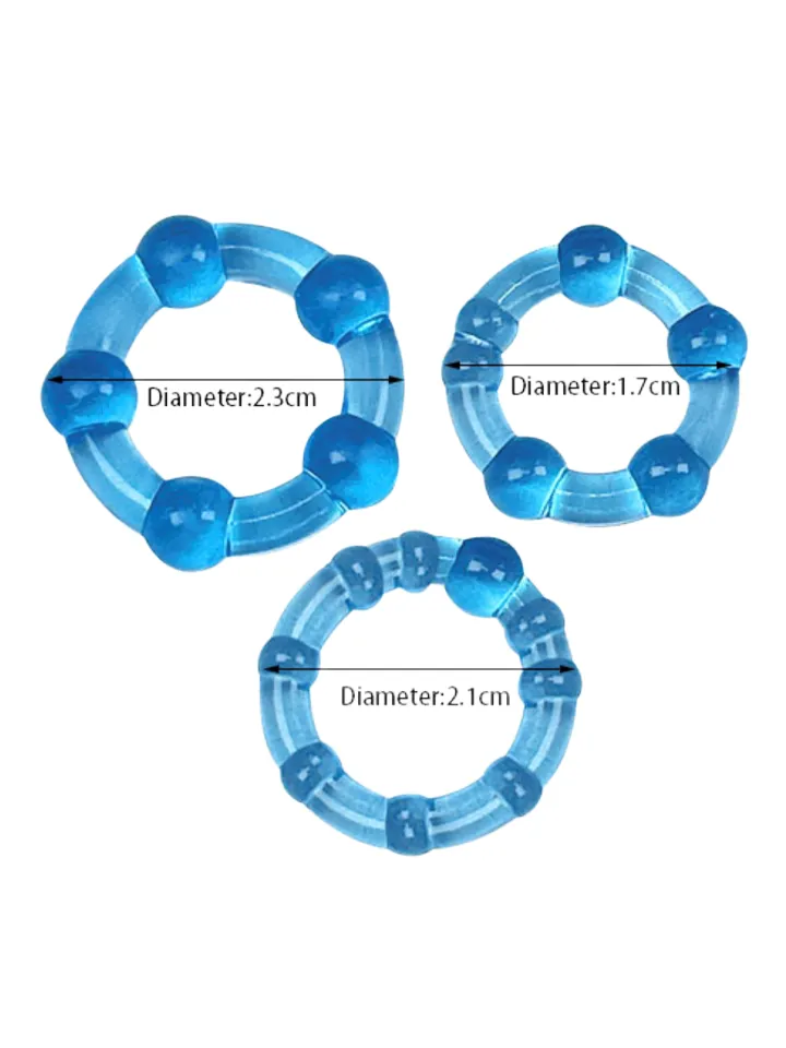 Beaded Ring Set Blue 3-Pack - Cockring-Set 2 [full]