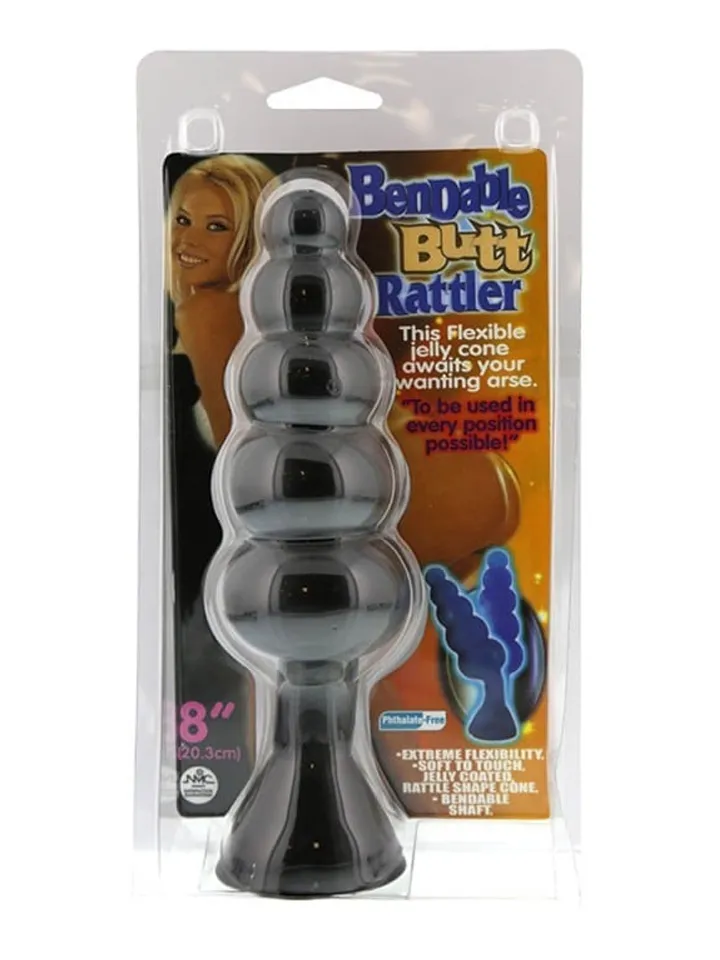 Bendable Butt Rattler Plug Schwarz 20 cm - XL Buttplug 2 [full]