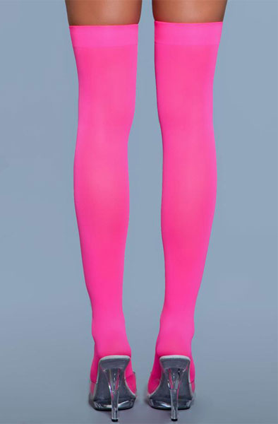 BeWicked Nylon-Strümpfe Overknee in Neonpink - Stay-ups 2