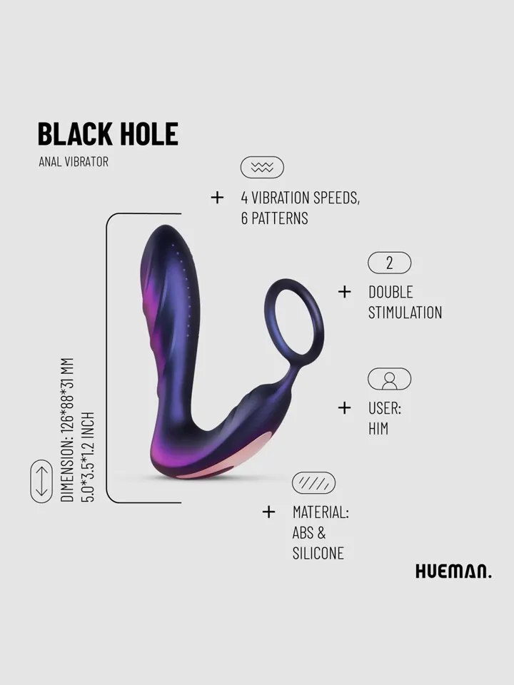 Black Hole Analvibrator mit Cockring - Prostatavibrator mit Penisring 3 [full]