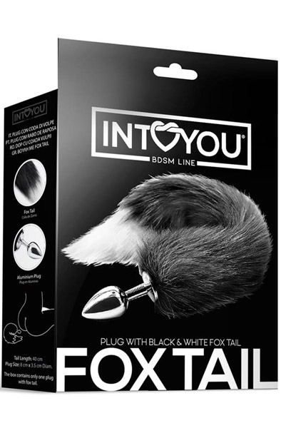 Black & White Faux Tail With Stainless Plug M - Analplug in Tierform 2