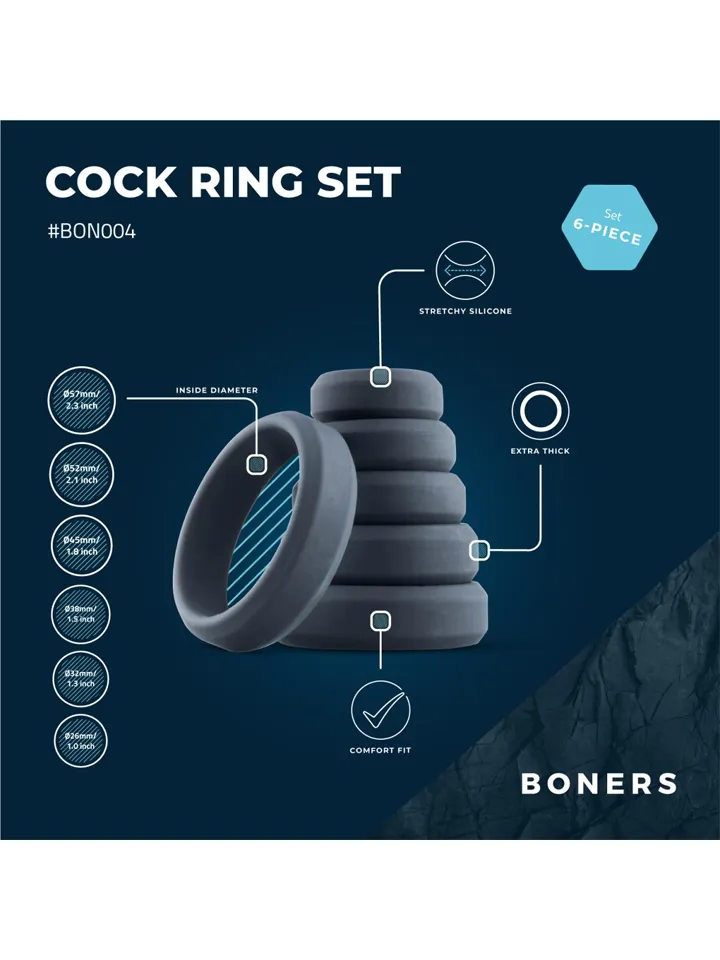 Boners 6-teiliges Penisring-Set - Cockring-Set 2 [full]