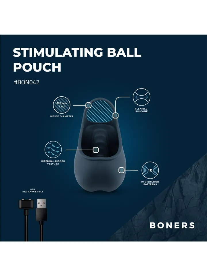 Boners Stimulierender Hodensackbeutel Blau - Kugelvibrator 2 [full]