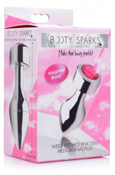 Booty Sparks Aluminum Butt Plug With Pink Crystal Medium - Analplug aus Metall 3
