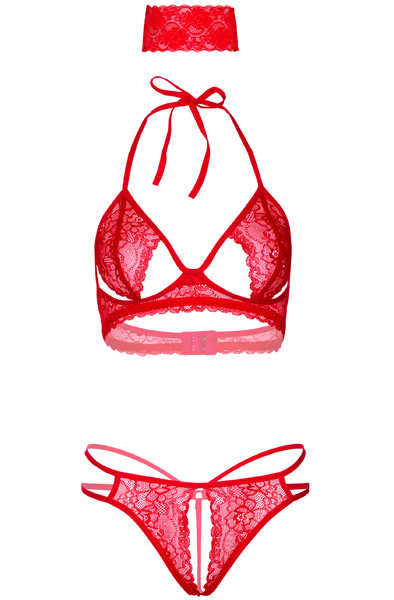 Bra, Panty & Augenbinde Rot - Sexy Dessous 3