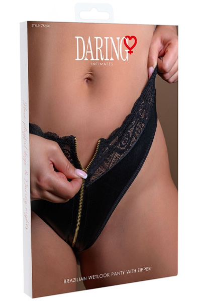 Brazilian Wetlook Panty mit Reißverschluss - Slip 6