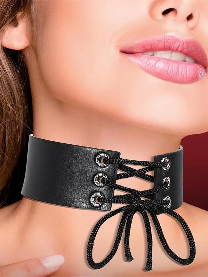 Cinderella Collar With Lace Vegan Leather - BDSM Halsband 1 [full]