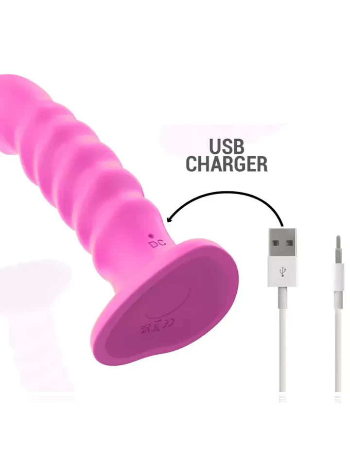 Cindy Spiral Vibrator Remote Pink 19 cm - Vibrierender Dildo 6