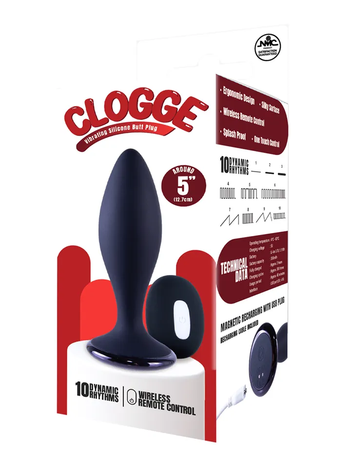 Clogge Vibrating Silicone Butt Plug - Vibrierender Analplug 4 [full]