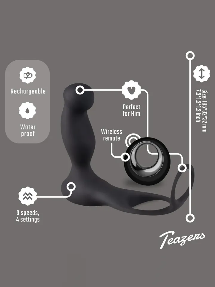 Cock & Ball Ring Prostate Vibrator With Remote - Prostatavibrator mit Penisring 2 [full]