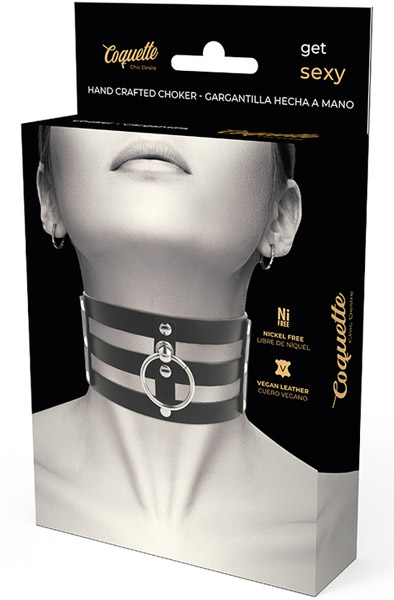 Coquette handgefertigter Choker aus veganem Leder für Fetisch - BDSM Halsband 3