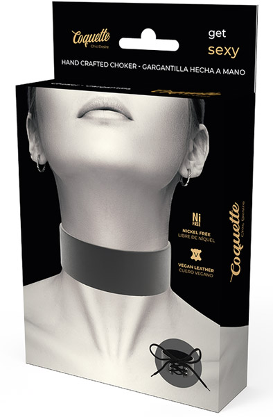 Coquette handgefertigter Choker aus veganem Leder - BDSM Halsband 3