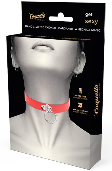 Coquette handgefertigter Choker im Fetisch-Stil Rot - BDSM Halsband 3
