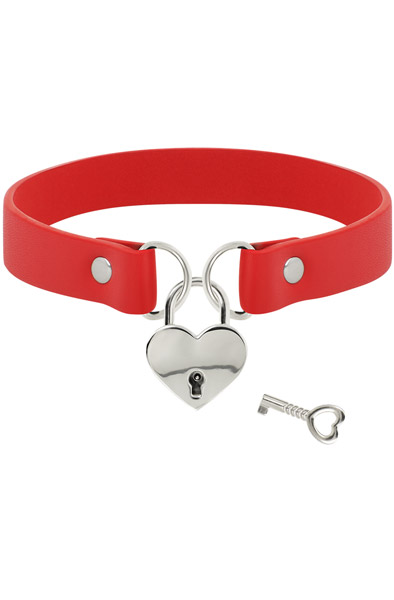 Coquette handgefertigter Choker mit Schlüsseln und rotem Herz - BDSM Halsband 2