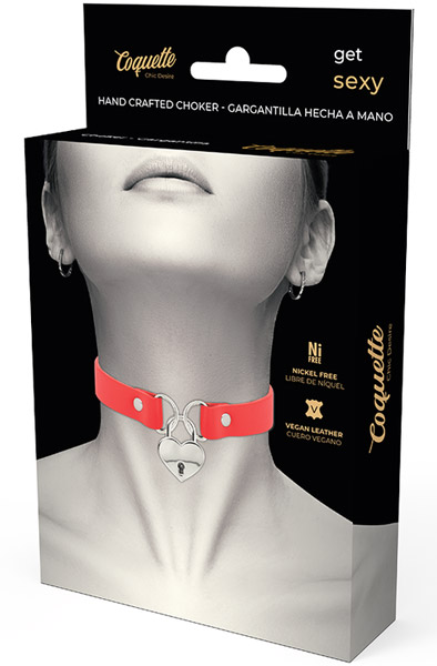 Coquette handgefertigter Choker mit Schlüsseln und rotem Herz - BDSM Halsband 3