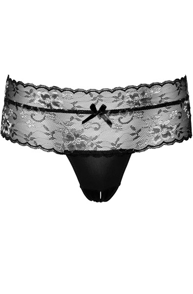 Crotchless Hochtaillierter String Schwarz - Slip ouvert 3