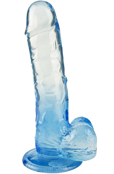 Crystal Pleasures Zweifarbiger Blauer Dildo 18 cm - Dildo mit Saugnapf 2