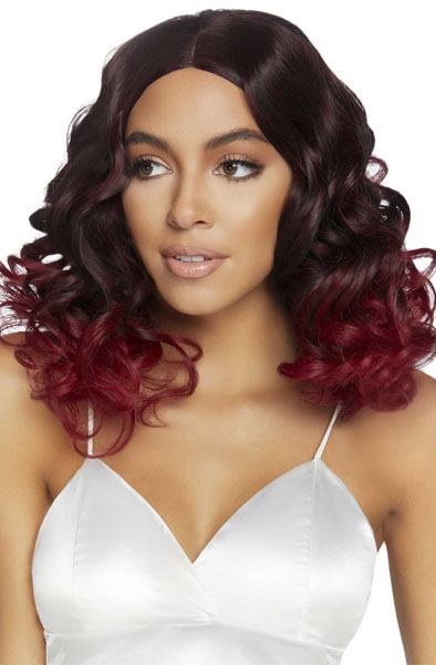 Curly Ombre Long Bob Wig Burgundy - Perücke 3