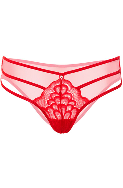 Daring Intimates Spitzen-String mit Trägern Rot - Spitzenhöschen 3
