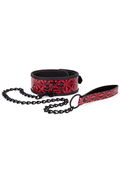 Diabolique Dark Halsband mit Leine – Rot - Halsband & Leine 1