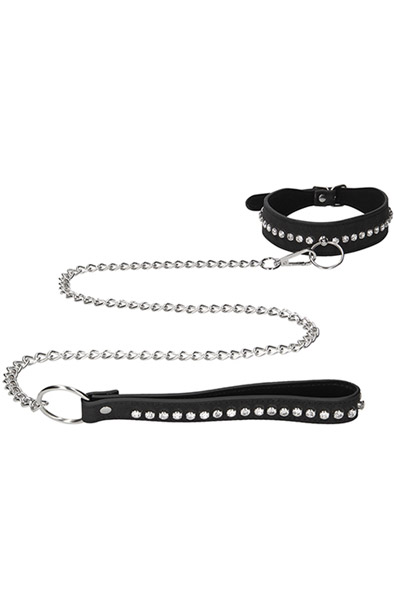 Diamond Studded Collar With Leash - Halsband & Leine 2