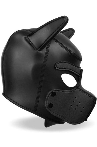 Dog Hood With Removable Muzzle Black L - BDSM Maske 2