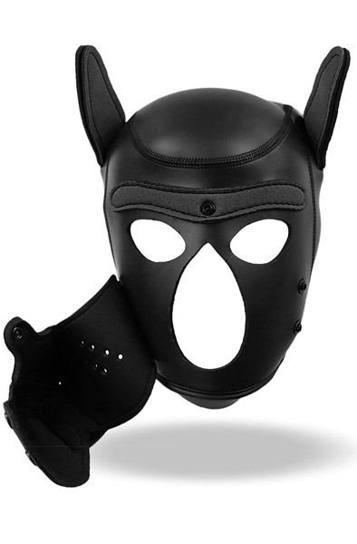 Dog Hood With Removable Muzzle Black L - BDSM Maske 3