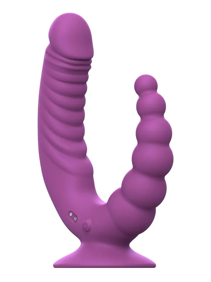 Doppelvibrator mit Saugnapf & Fernbedienung - Vibrierender Doppel-Dildo 2 [full]