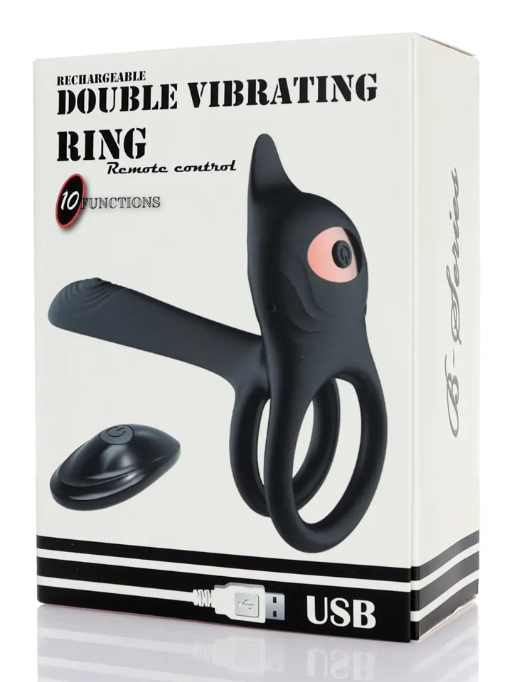 Double Vibrating 10 Functions Ring With Remote - Vibrierender Penisring 5 [full]