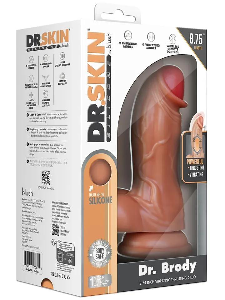 Dr. Brody Silikon Stoß- & Vibrationsdildo 22,2 cm - Vibrierender Dildo 6