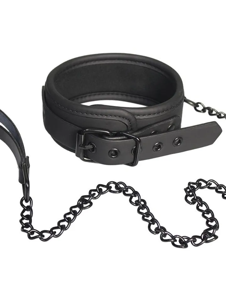 Dream Toys Blaze Halsband & Kette Schwarz - Bondage Halsband & Paar 1 [full]