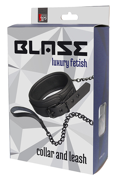 Dream Toys Blaze Halsband & Kette Schwarz - Bondage Halsband & Paar 3