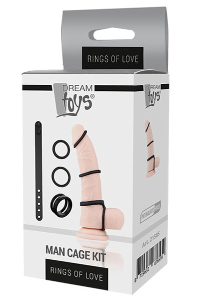 Dream Toys Rings Of Love Man Cage Kit Black - Cockring-Set 2